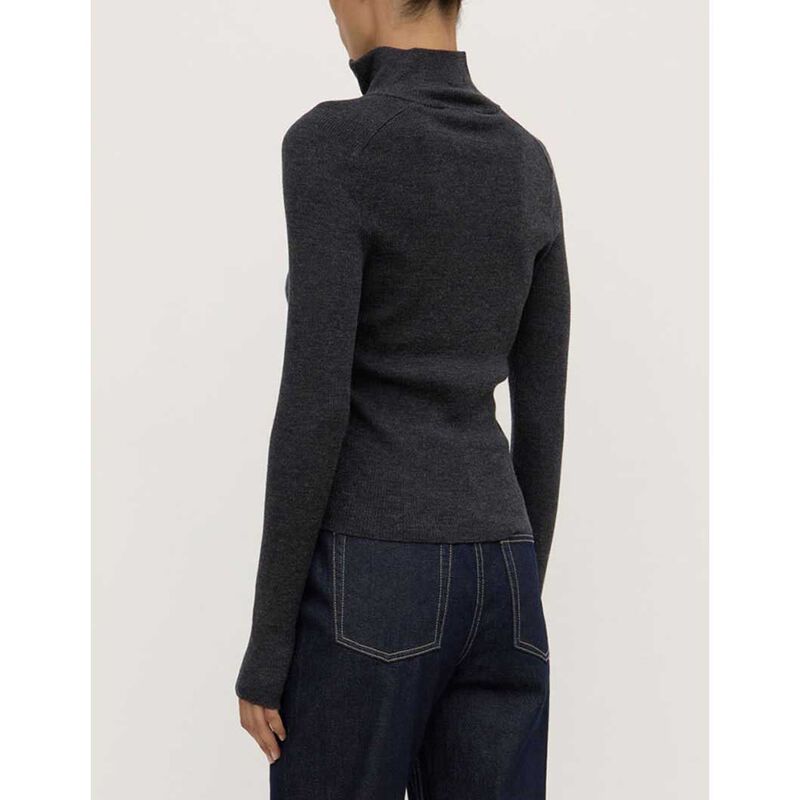 Assembly Label Laine Quarter Zip Wool Knit Charcoal Marle image number 1